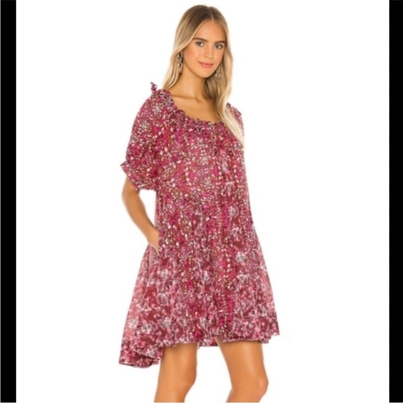 Free People Dresses & Skirts - Free People Jet SetBardot Floral Printed Babydoll Oversized Mini Dress XS NWOT